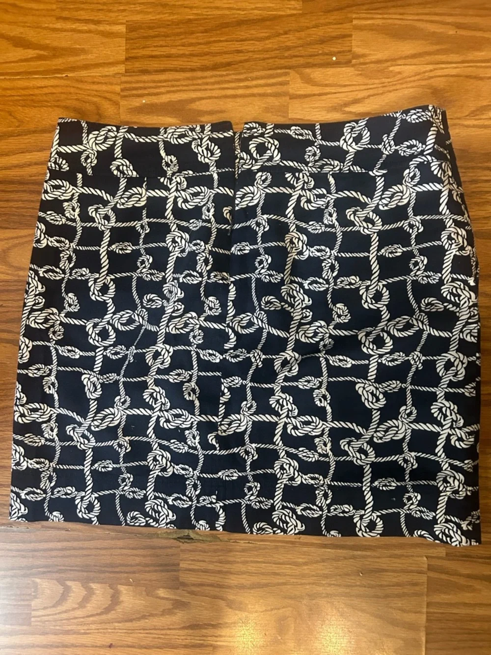 Talbots Navy Blue White Nautical Rope Print Canvas Skirt 16